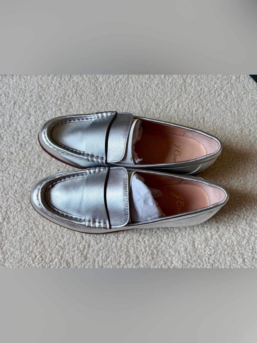 Leather penny loafers in silver